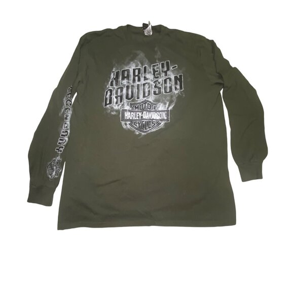 Harley-Davidson Other - Harley-Davidson XL Long-Sleeve Shirt Mens Route 66 Graphic Olive Green Cotton